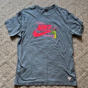 Nike Gray T-Shirt with Red and Green Logo